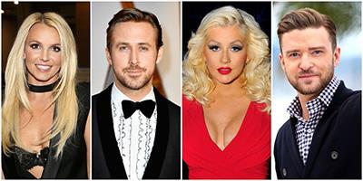 Britney Spears, Ryan Gosling, Christina Aguilera, and Justin Timberlake