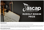 ASCAP RUDOLF NISSIM PRIZE 2017 - Special Distinction ("Best Original Orchestral Score")